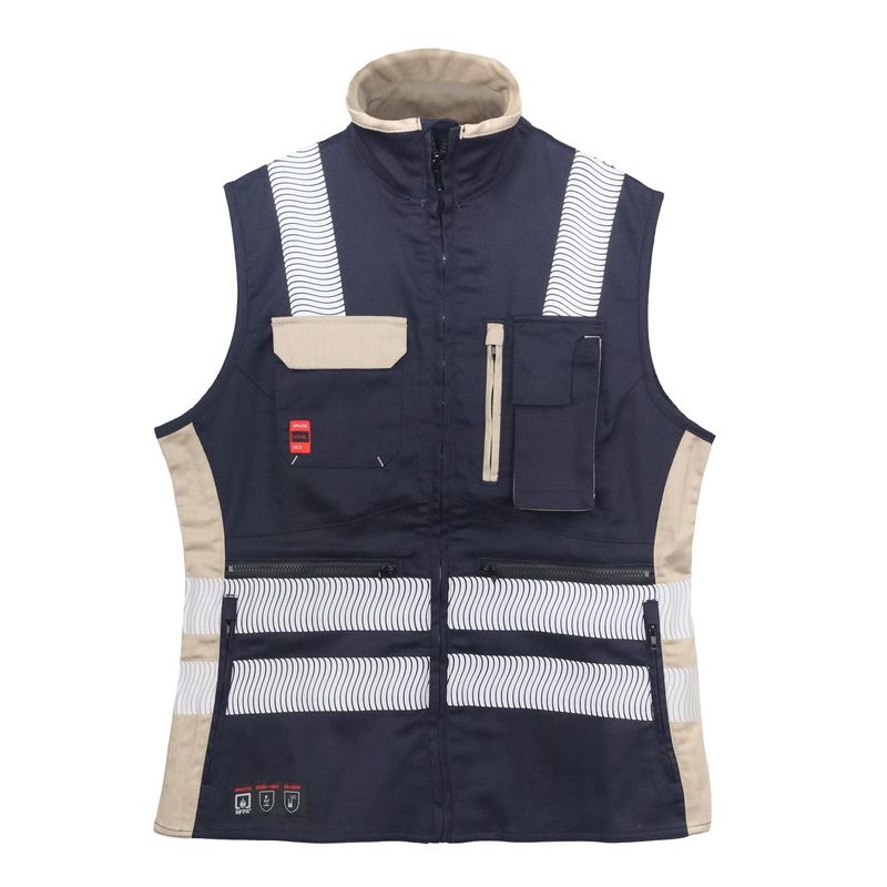 Chaleco-Geologo-Ignifugo-Absolute-Fire-FRSVT-NFPA-13034-Mujer-Azul-–-Beige