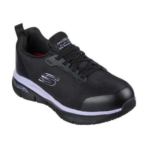 Zapatilla de Seguridad Skechers Evzan Negro/Morado Mujer