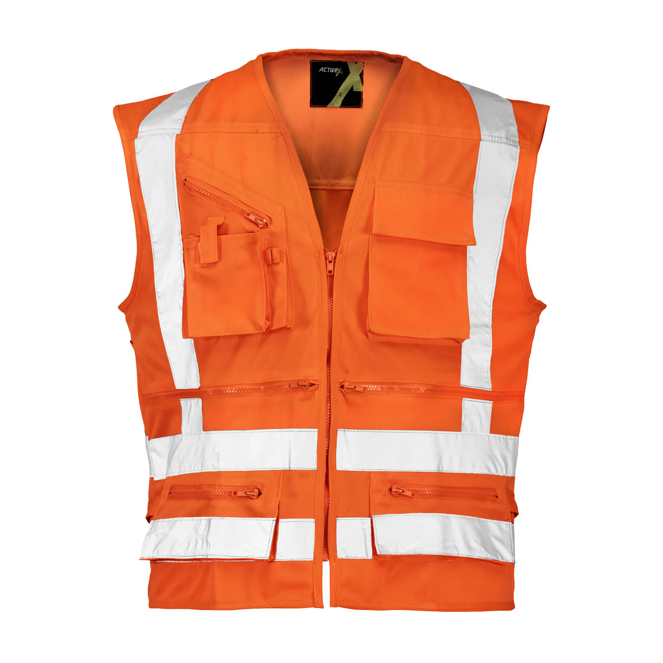 Chaleco Activex Geologo Alta Visibilidad 360° Naranjo Fluor Treck CL