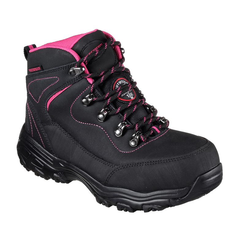 Zapatilla De Seguridad Skechers Amasa Negro Rosado Mujer Treck CL