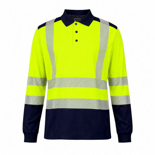 Polera Piqué ACTIVEX Dry Fit HV-100 Bicolor Amarillo/Azul