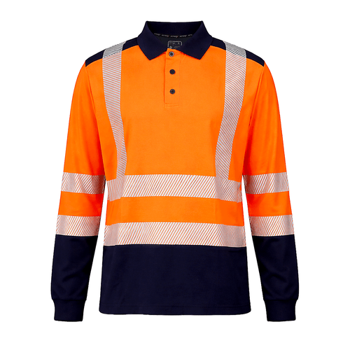 Polera Piqué Activex Dry Fit HV-100 Bicolor Naranja/Azul