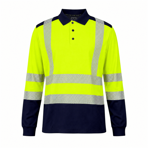 Polera Piqué ACTIVEX Dry Fit HV-100 Bicolor Amarillo/Azul